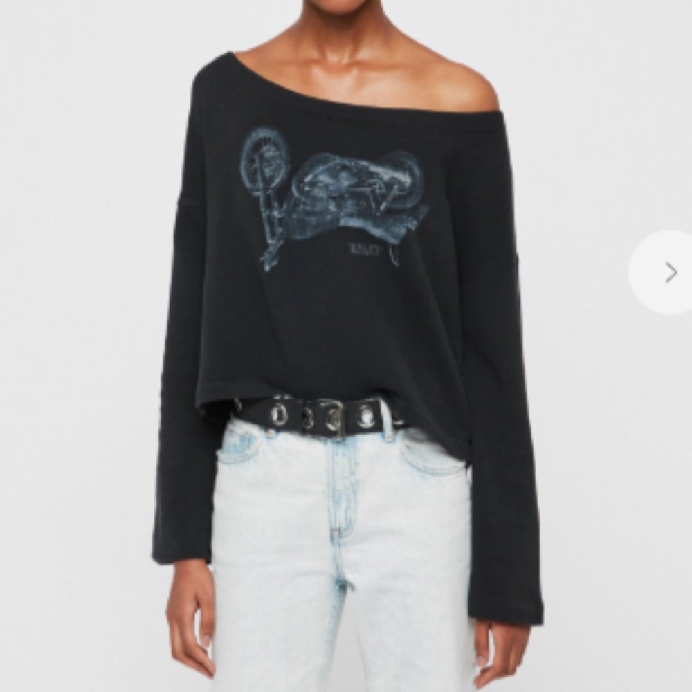 All Saints Motorbike Black Senia Sweatshirt - Great Condition (M)